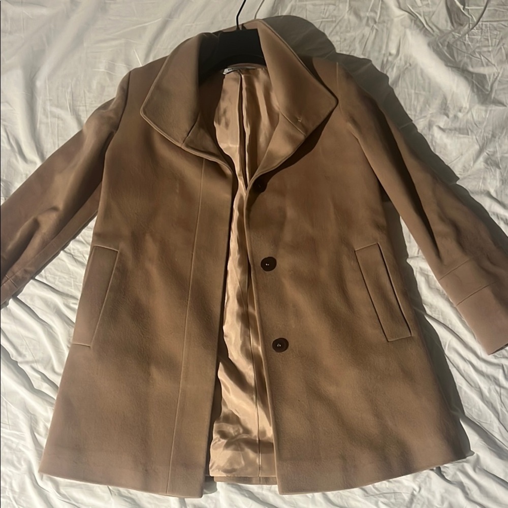 Fleurette Stand Collar Wool Car Coat in size 0 Camel